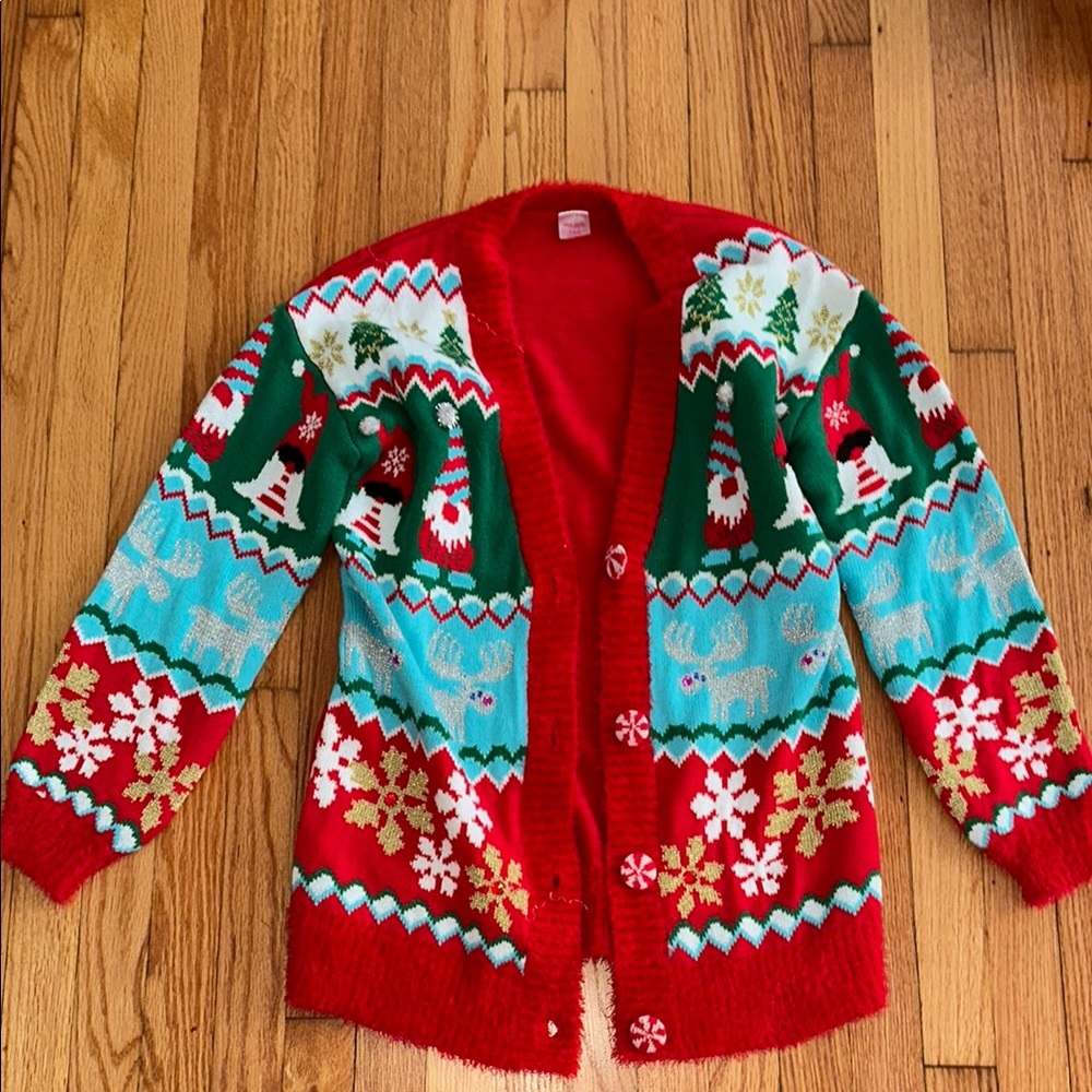 Festive Red and Green Christmas Cardigan